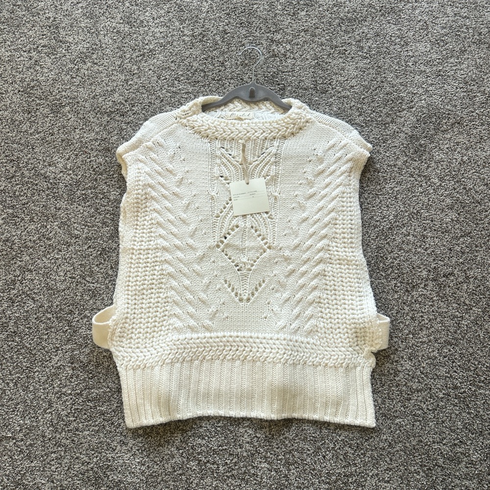 Cream Knit Sleeveless Sweater